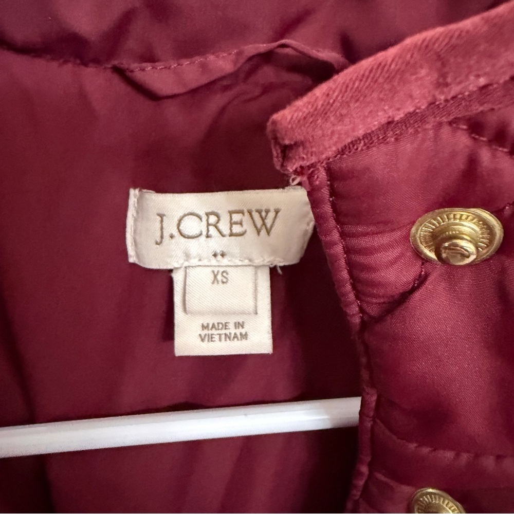 J. Crew Quilted Wine Red Puffer Jacket with Stand Collar - Picture 3 of 5